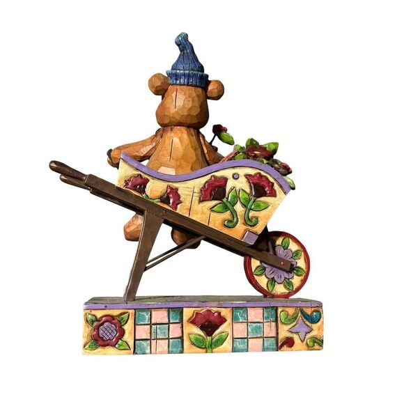 Jim‎ Shore Heartwood Creek Flower Bear Figurine with Wheelbarrow - Picture 2 of 5